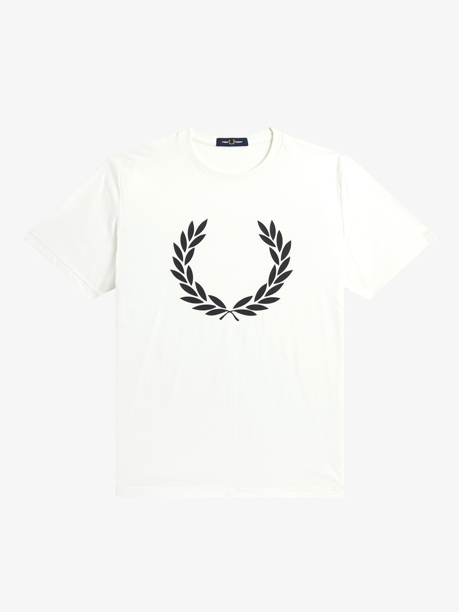 Fred Perry M4725 Laurel Wreath Print T-Shirt (Snow White)