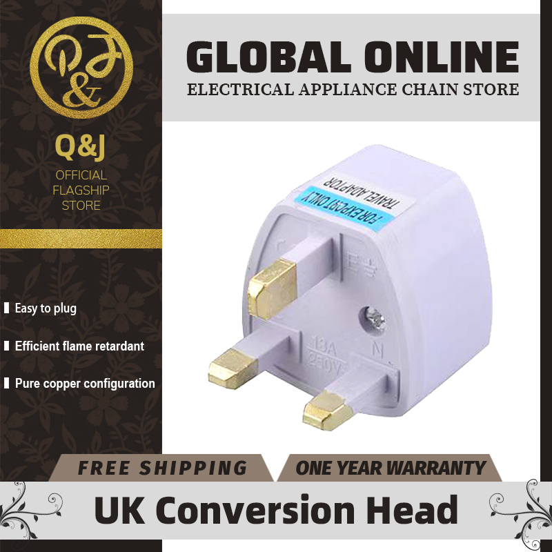 [Local Warranty] Q&J British Standard Plug Travel Adapter 3-pin British Plug Converter Electric Copper Standard Universal Travel Adapter Plug