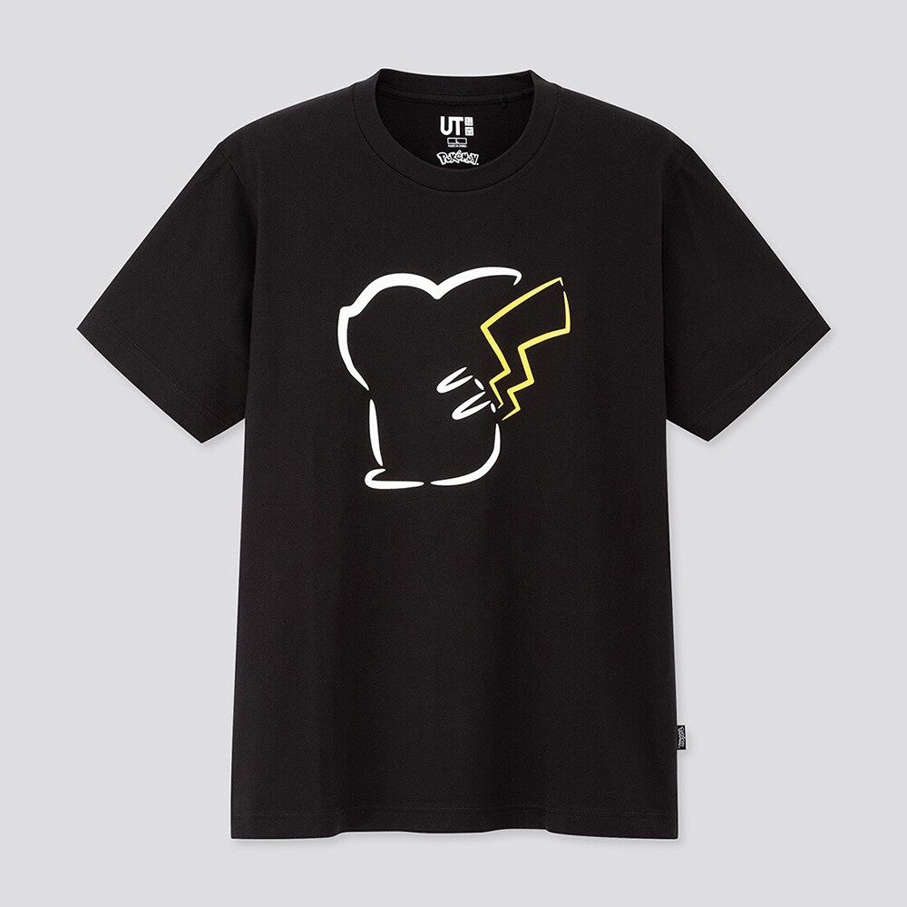 Uniqlo Pokémon T-shirt black T-shirt short-sleeved men and women Pikachu cartoon style UNIQLO