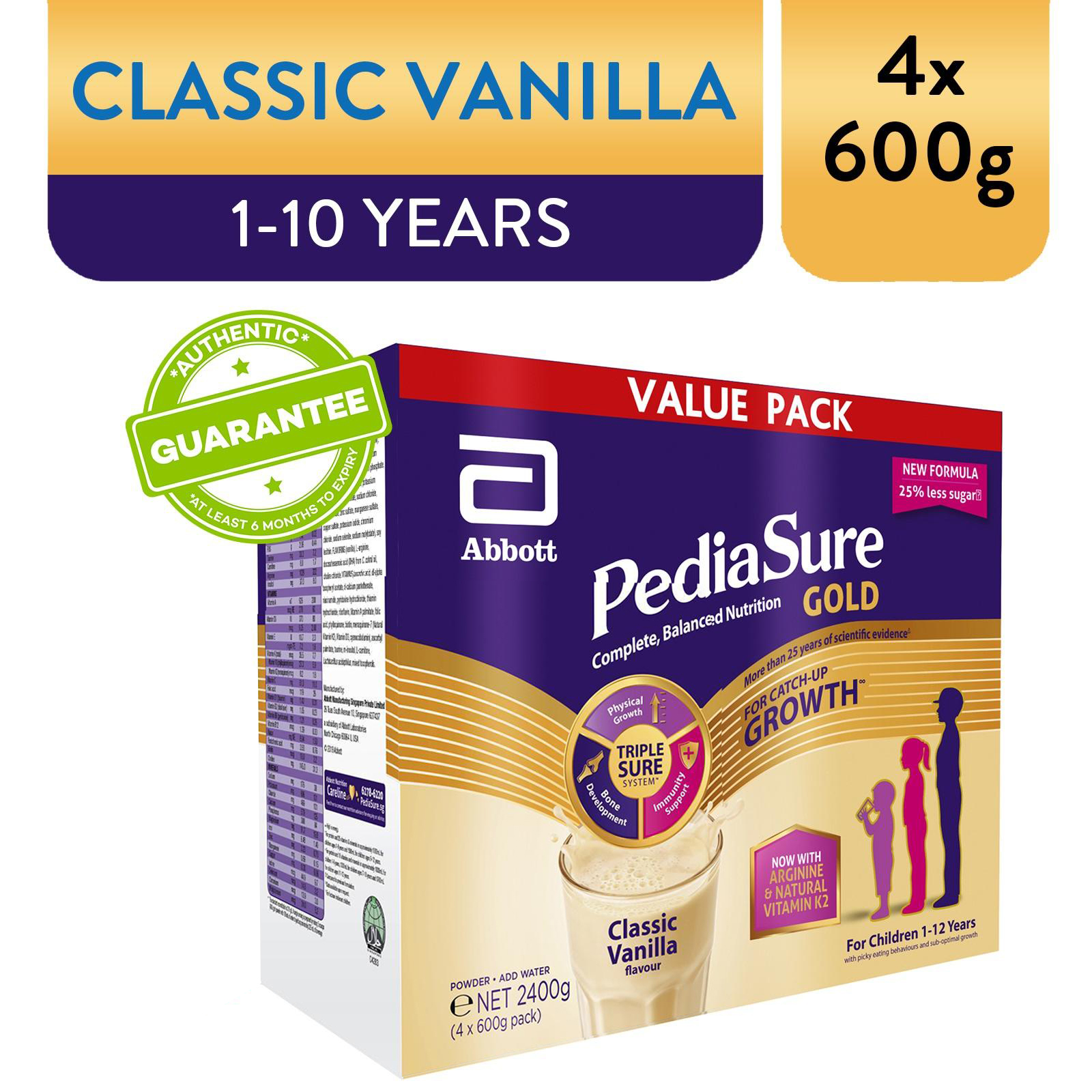 PediaSure Gold - Child Nutrition - Vanilla Value Pack (4x600g)