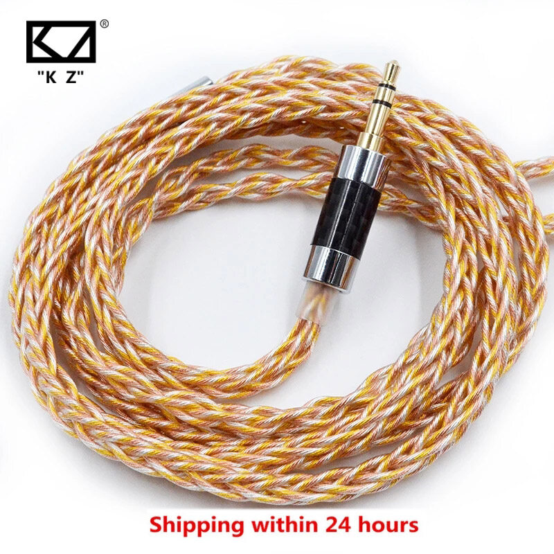 KZ Earphones Cable 8 Core Gold Silver Copper Mixed Plated Upgrade Cable With 3.5mm 0.75mm Pin Line For KZ ZSN PRO ZSX DQ6 ZAX