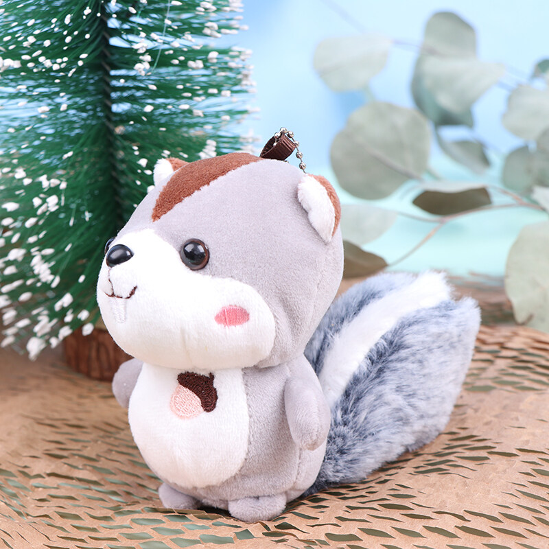 Fre Mini Squirrel Plush Toy Decorations Oversized Tail Squirrel Ornament Keychain