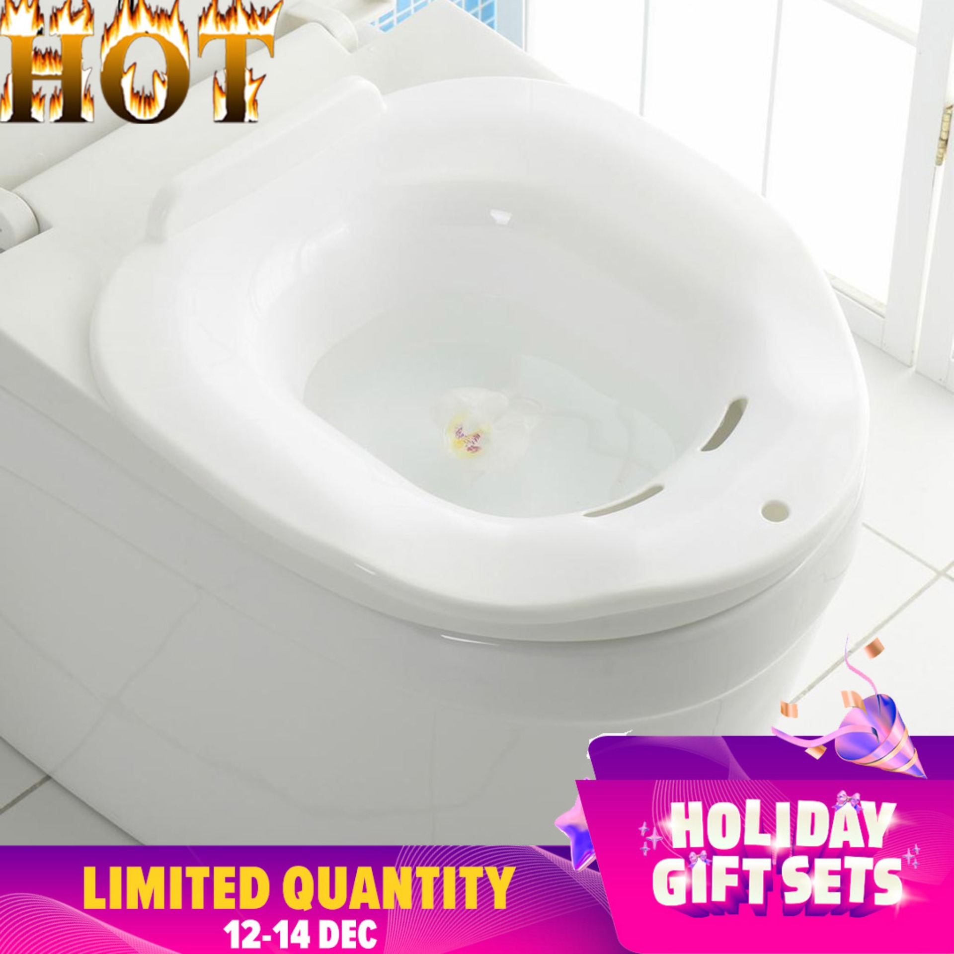 MagiDeal Hip Bath Tub Sitz Bath for Toilet Maternity Hemorrhoid Avoid Squatting White