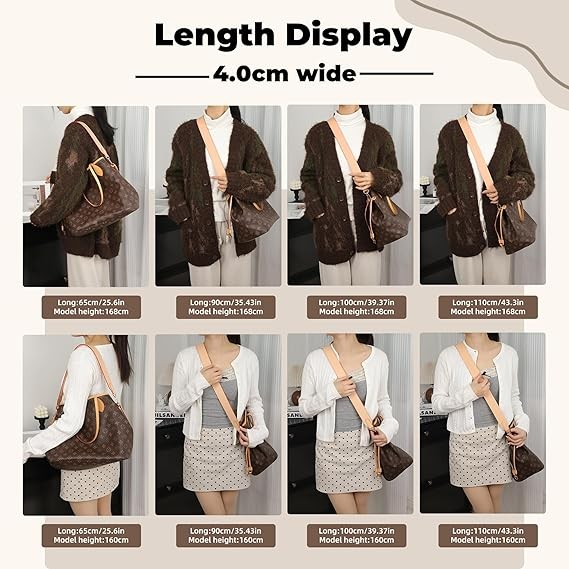 Vachetta Leather Strap for LV Neverfull Bag, Reversible Cowhide Crossbody Wallet Strap