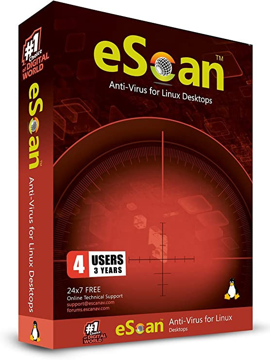 eScan Antivirus for Linux Desktop Automatic Scanner Security Software Maximum Antivirus protection | 4 Devices 3 Years | Linux software 2019