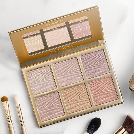 Roll over image to zoom in Sigma Beauty GlowKissed Highlight Palette | Highlighted Warm Tones | Glow Vibes, Mirror Included